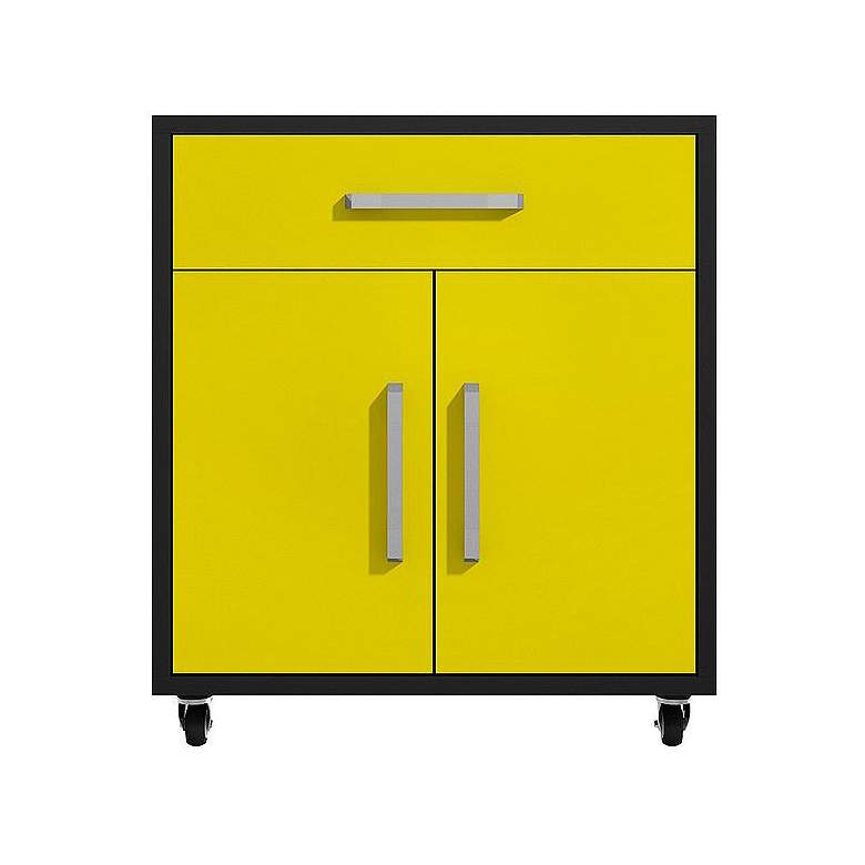 Image 1 Eiffel 28.35" Mobile Garage Storage Cabinet with 1 Drawer in Yellow Gl