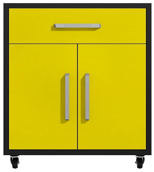 Image 2 Eiffel 28.35" Mobile Garage Storage Cabinet with 1 Drawer in Yellow Gl more views
