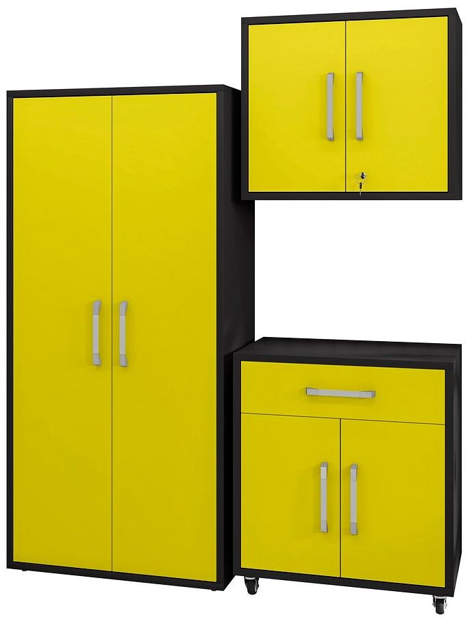 Image 2 Eiffel 3-Piece Storage Garage Set in Matte Black and Yellow more views