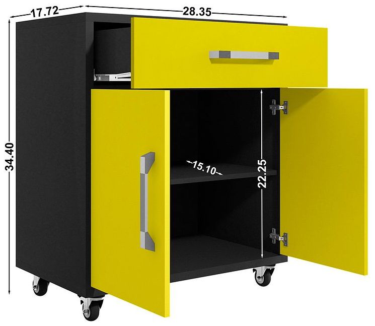Image 6 Eiffel 3-Piece Storage Garage Set in Matte Black and Yellow more views