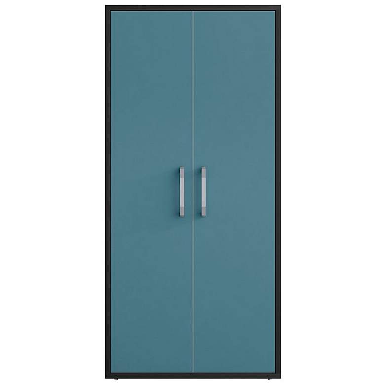 Image 1 Eiffel 73.43" Garage Cabinet with 4 Adjustable Shelves in Blue Gloss