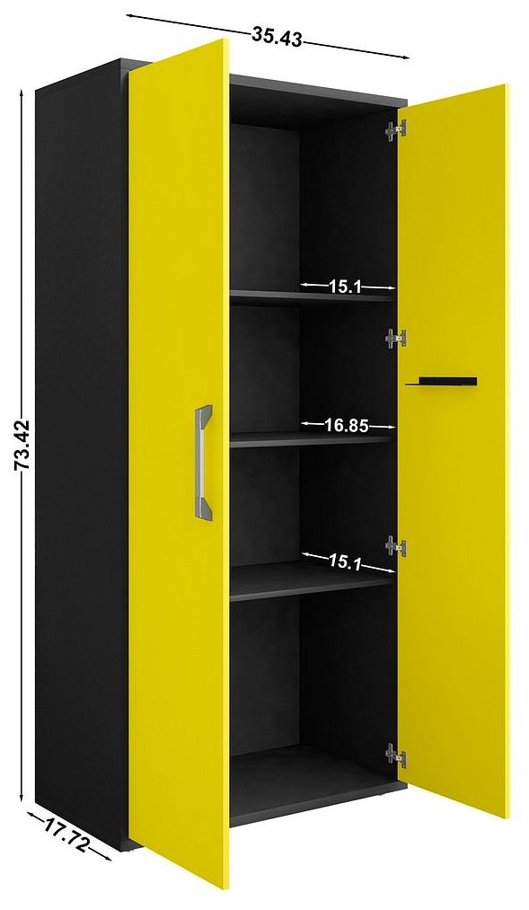 Image 4 Eiffel 73.43" Garage Cabinet with 4 Adjustable Shelves in Yellow Gloss more views