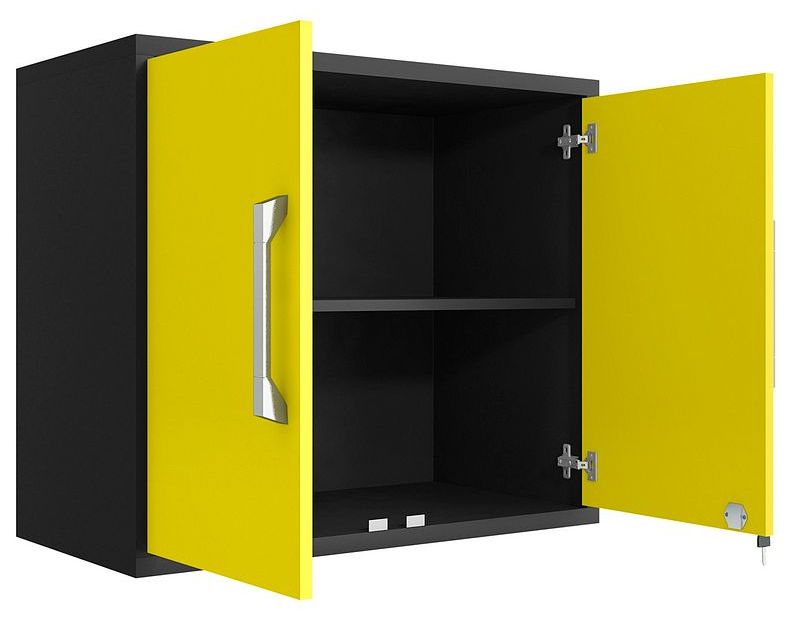 Image 5 Eiffel Floating Garage Cabinet in Matte Black and Yellow (Set of 2) more views