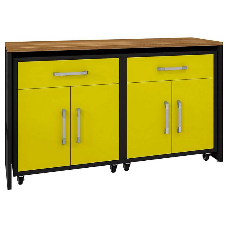 Image 1 Eiffel Garage Work Station Set of 3 in Matte Black and Yellow