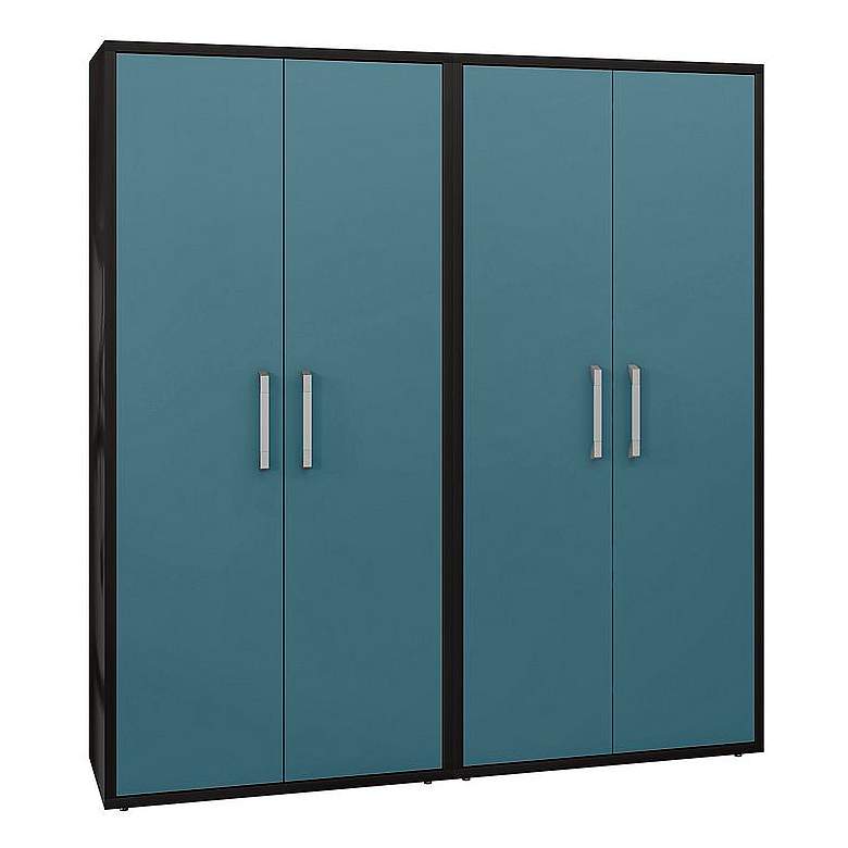 Image 1 Eiffel Storage Cabinet in Matte Black and Aqua Blue (Set of 2)