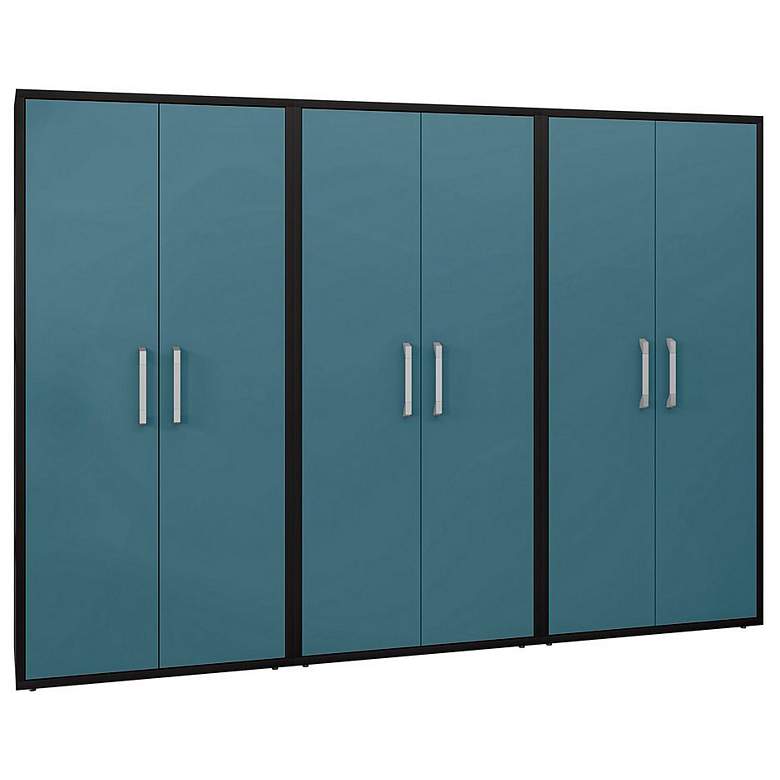 Image 1 Eiffel Storage Cabinet in Matte Black and Aqua Blue (Set of 3)
