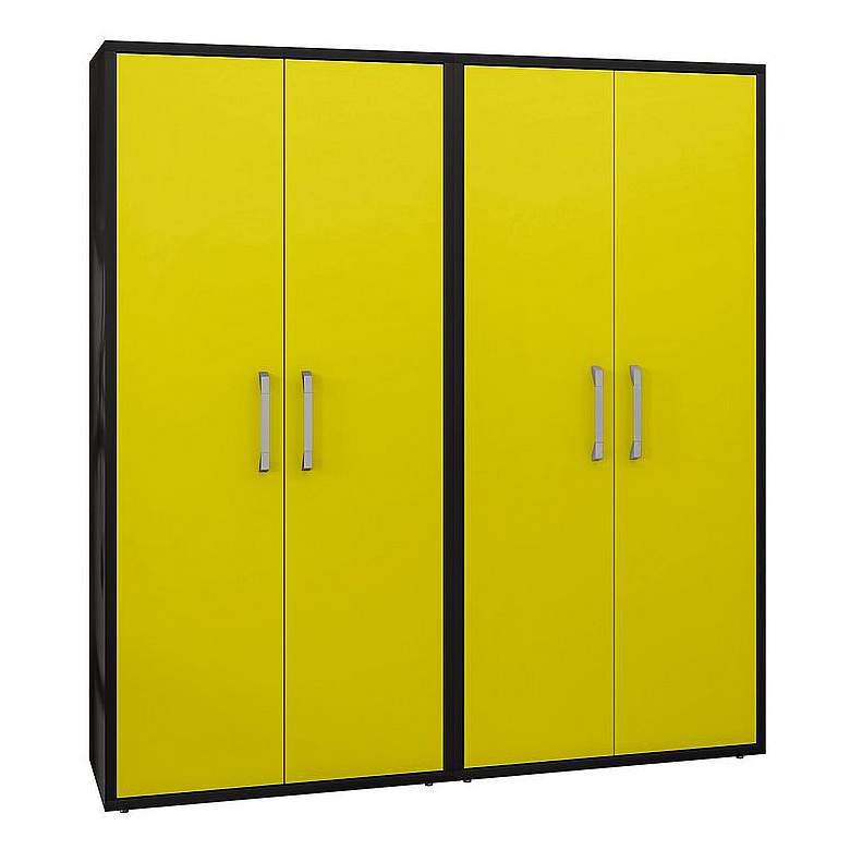Image 1 Eiffel Storage Cabinet in Matte Black and Yellow (Set of 2)