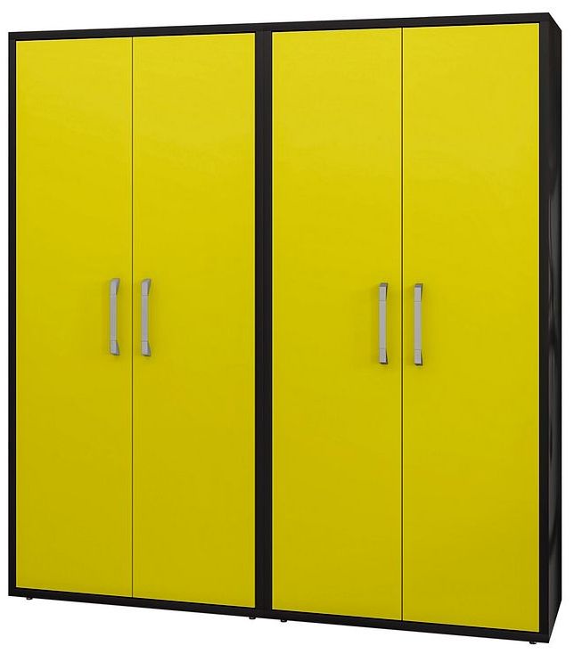 Image 2 Eiffel Storage Cabinet in Matte Black and Yellow (Set of 2) more views