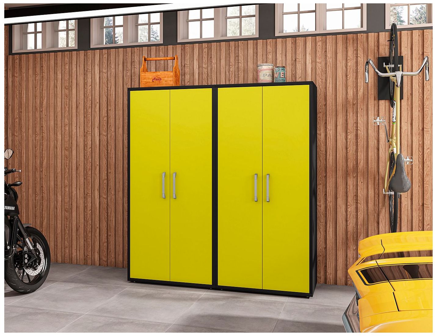 Image 3 Eiffel Storage Cabinet in Matte Black and Yellow (Set of 2) more views