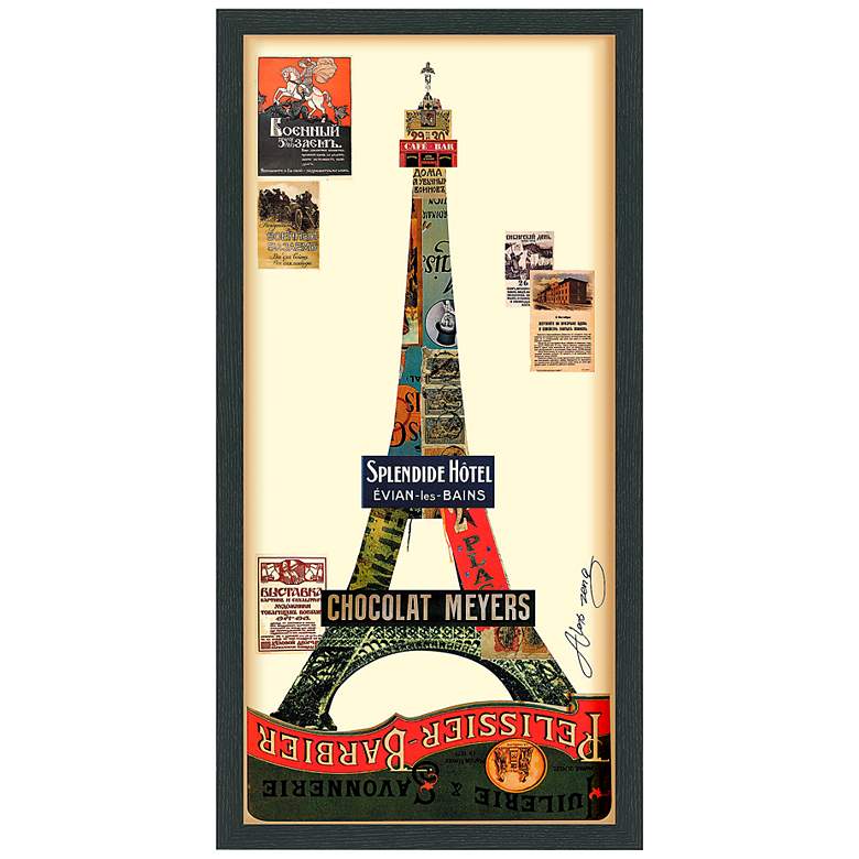 Image 2 Eiffel Tower 33" High Dimensional Collage Framed Wall Art