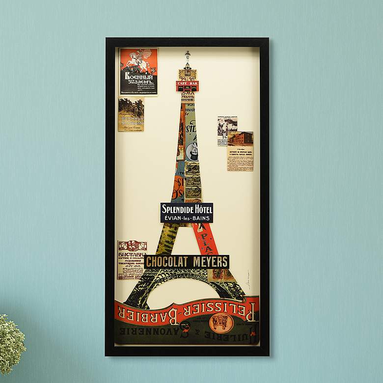 Image 1 Eiffel Tower 33" High Dimensional Collage Framed Wall Art