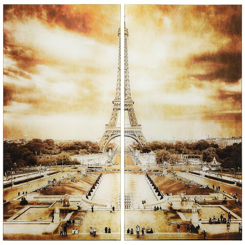 Image 1 Eiffel Tower ABFrameless Reverse Printed Tempered Glass Wall Art Set of 2