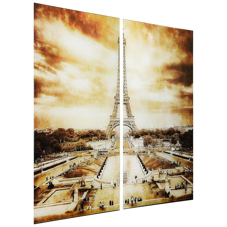 Image 2 Eiffel Tower ABFrameless Reverse Printed Tempered Glass Wall Art Set of 2 more views