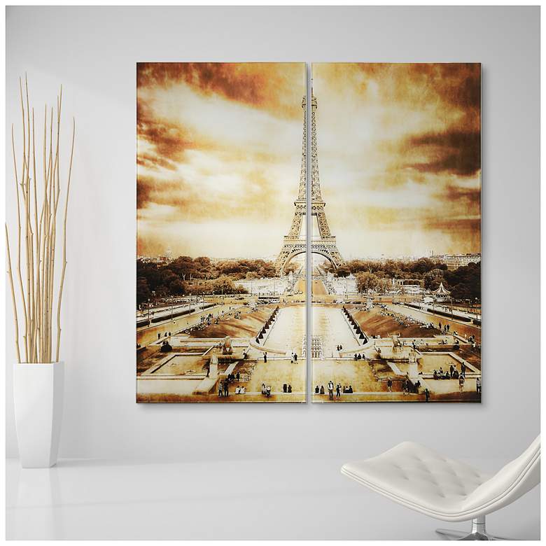 Image 3 Eiffel Tower ABFrameless Reverse Printed Tempered Glass Wall Art Set of 2 more views