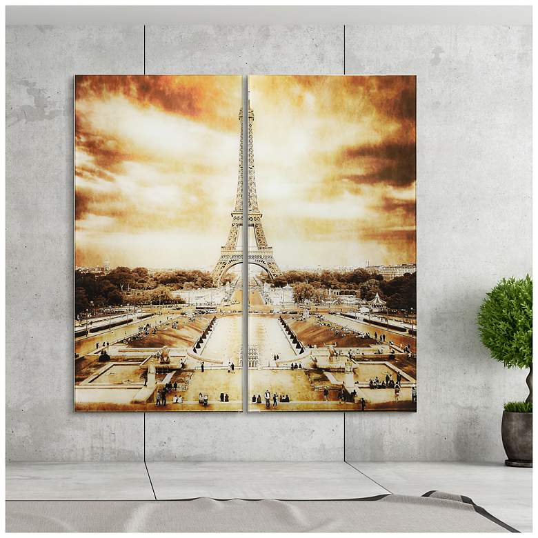 Image 4 Eiffel Tower ABFrameless Reverse Printed Tempered Glass Wall Art Set of 2 more views