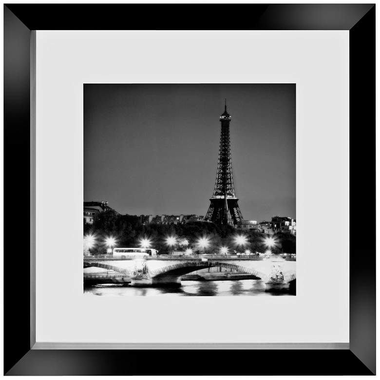 Image 1 Eiffel Tower and Seine 14 inch Square Floating Glass Wall Art