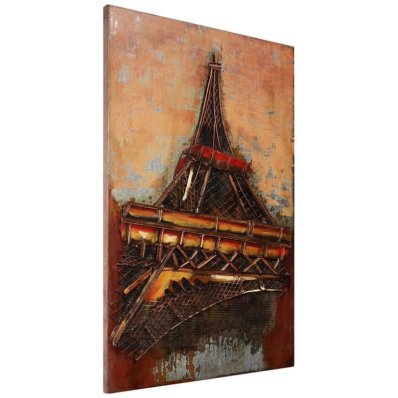 Image 2 Eiffel Tower I" Mixed Media Iron Hand Painted Dimensional Wall Art more views