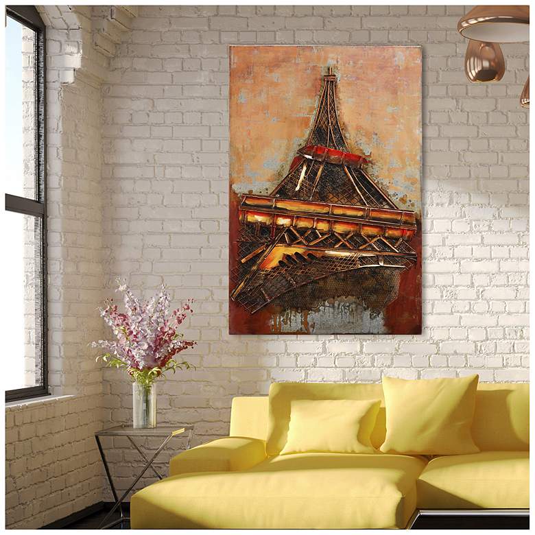 Image 3 Eiffel Tower I" Mixed Media Iron Hand Painted Dimensional Wall Art more views