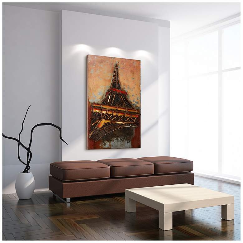 Image 5 Eiffel Tower I" Mixed Media Iron Hand Painted Dimensional Wall Art more views