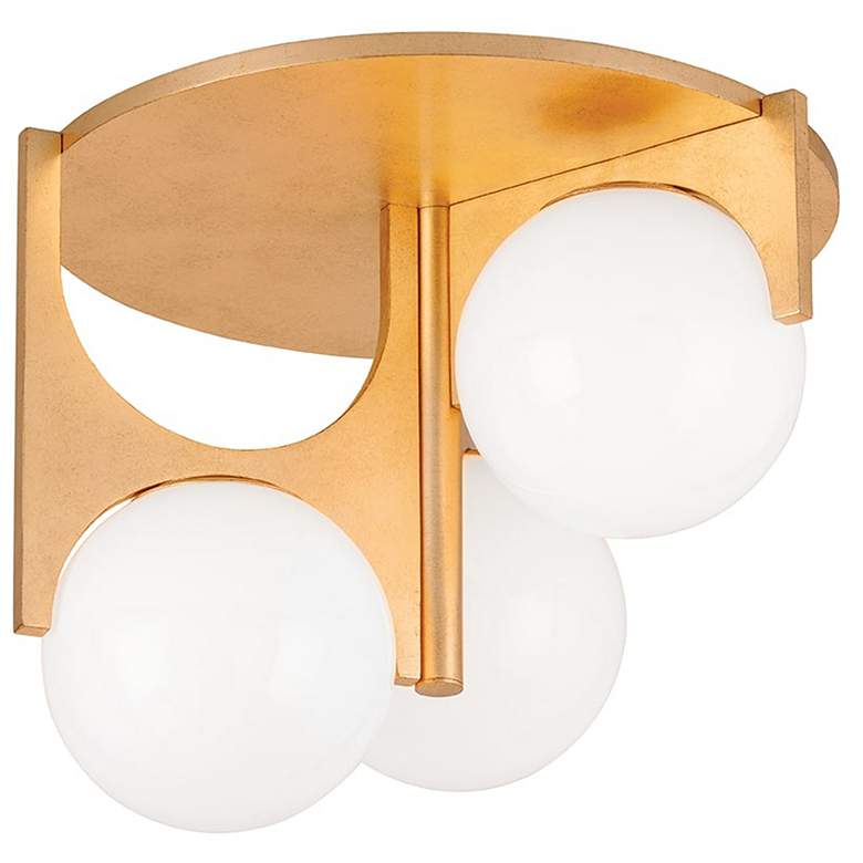 Image 1 Eiko 3 Light Gold and White Globe Glass Modern Ceiling Light