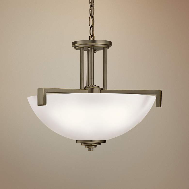 Image 1 Eileen 17 1/4" Wide Bronze Convertible Pendant/Ceiling Light