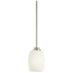 Eileen 4 1/2"W Brushed Nickel and Opal Glass Mini Pendant