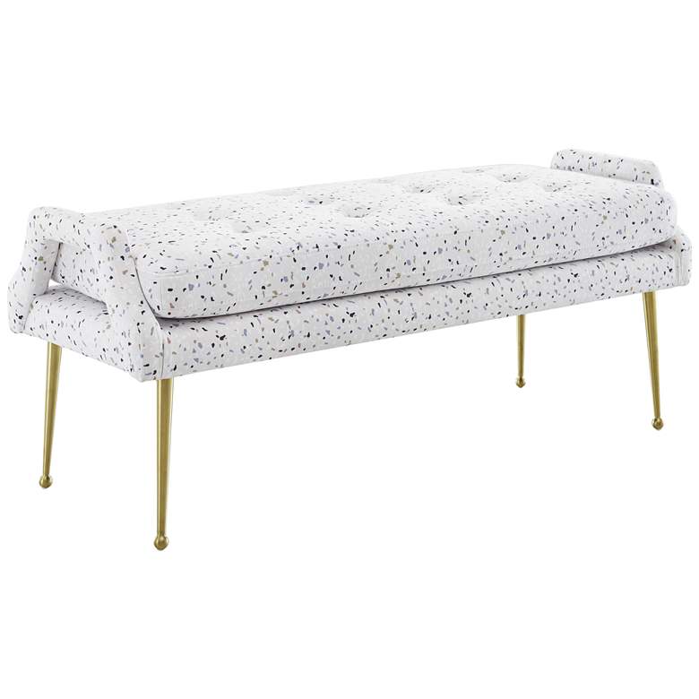 Image 1 Eileen 47 1/2 inch Wide Terrazzo Velvet Banquette Button Tufted Bench