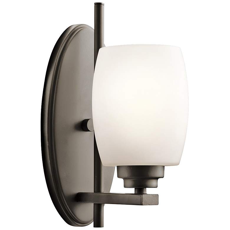 Image 1 Eileen Olde Bronze 10 3/4" High Frosted Glass Wall Sconce