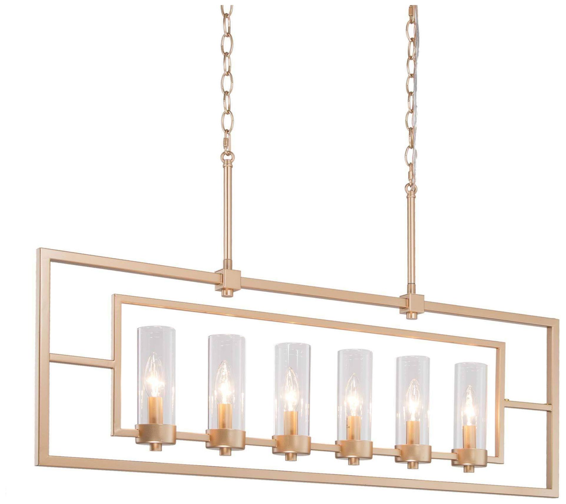 Thumbnail1 of Eira 37.4"W Linear Glass 6-Light Dining Chandelier