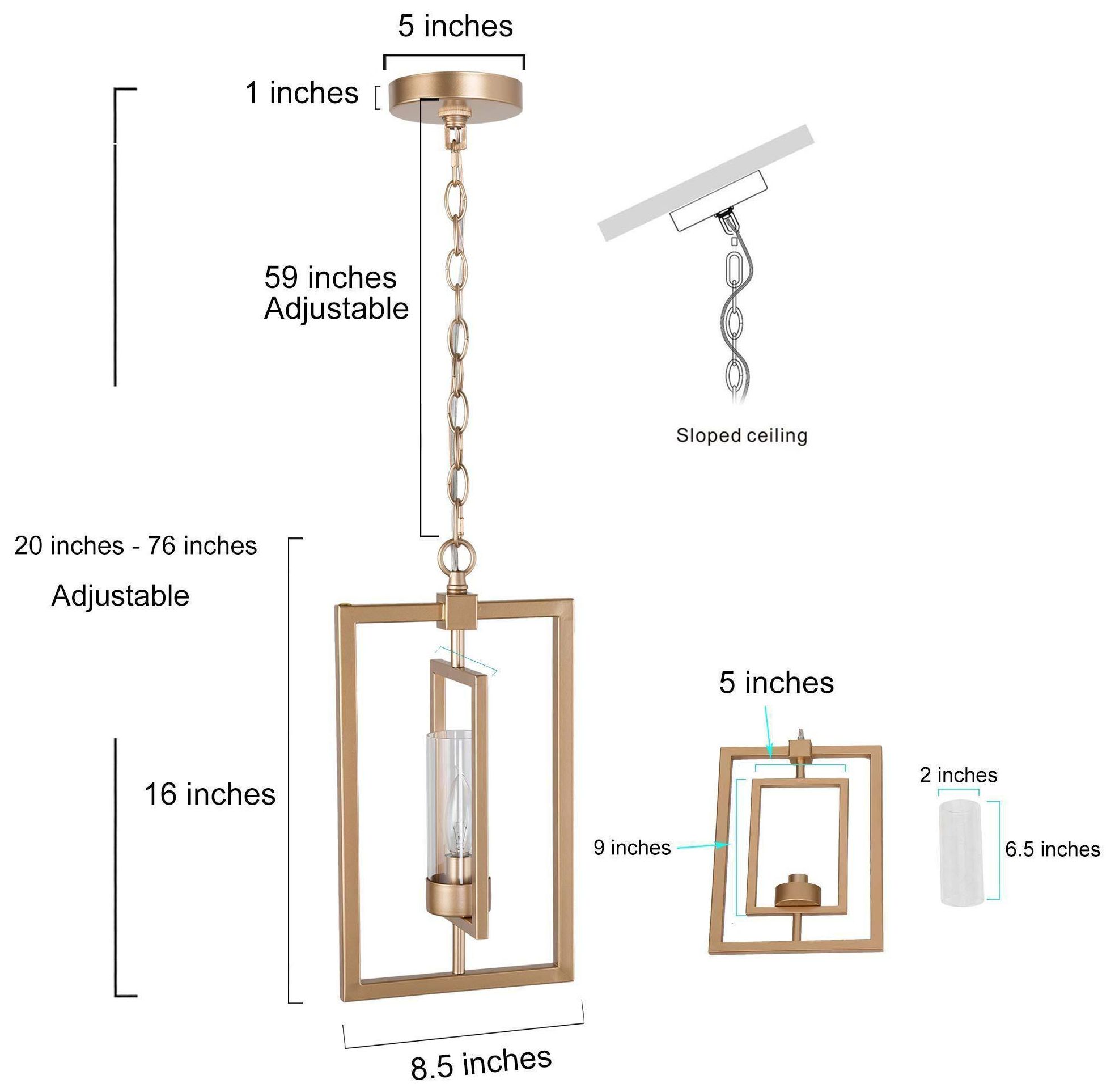 Image 2 Eira 8.7"W 1-Light Modern Gold Glass Kitchen Pendant more views