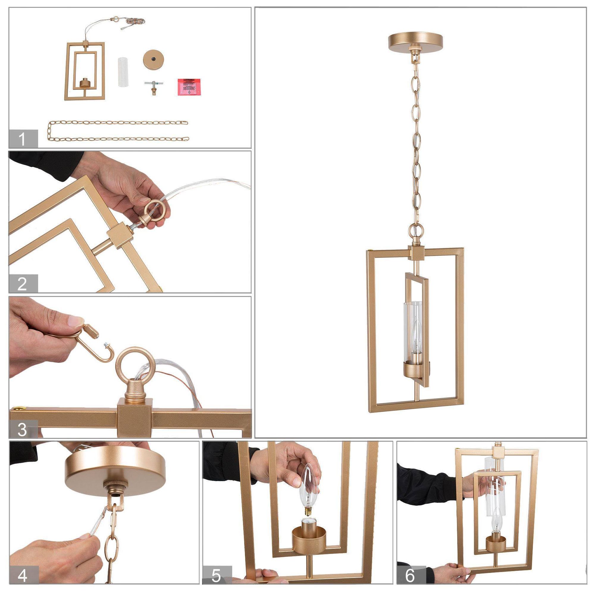 Image 5 Eira 8.7"W 1-Light Modern Gold Glass Kitchen Pendant more views