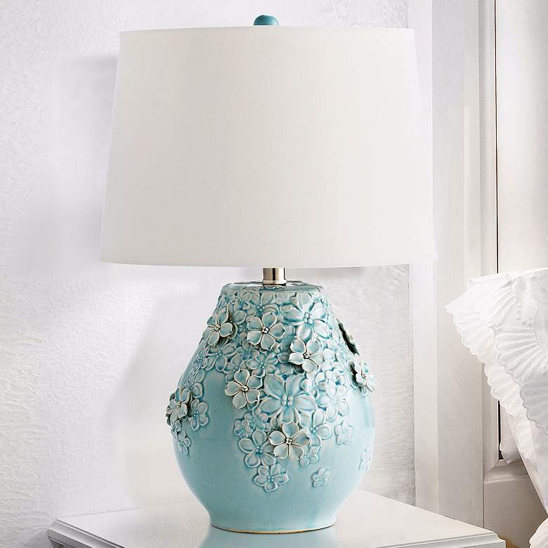 Image 1 Eire Ceramic Sky Blue Table Lamp