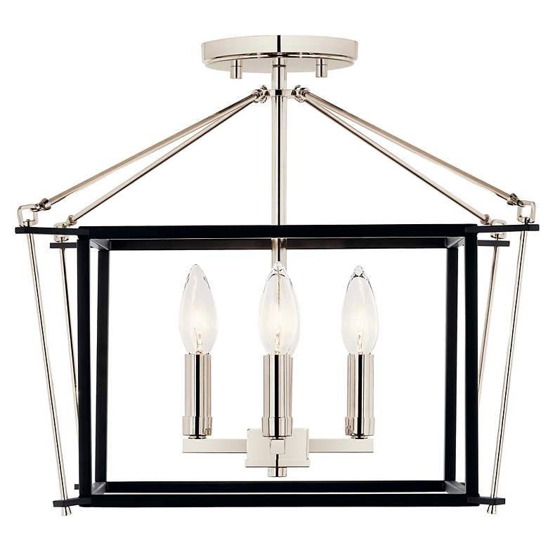 Image 2 Eisley 16"W Polished Nickel and Black 4-Light Ceiling Light more views