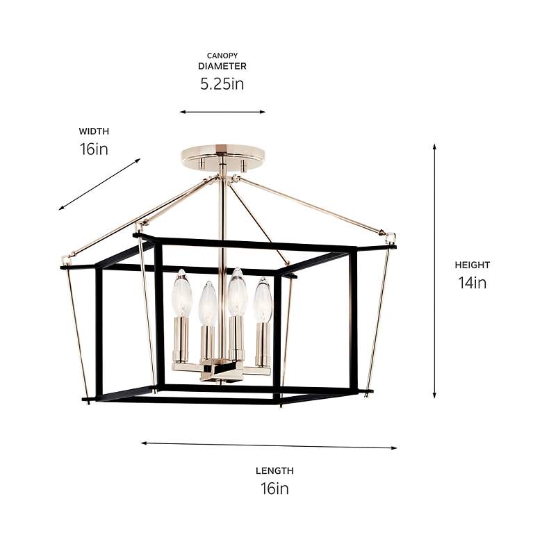 Image 3 Eisley 16"W Polished Nickel and Black 4-Light Ceiling Light more views