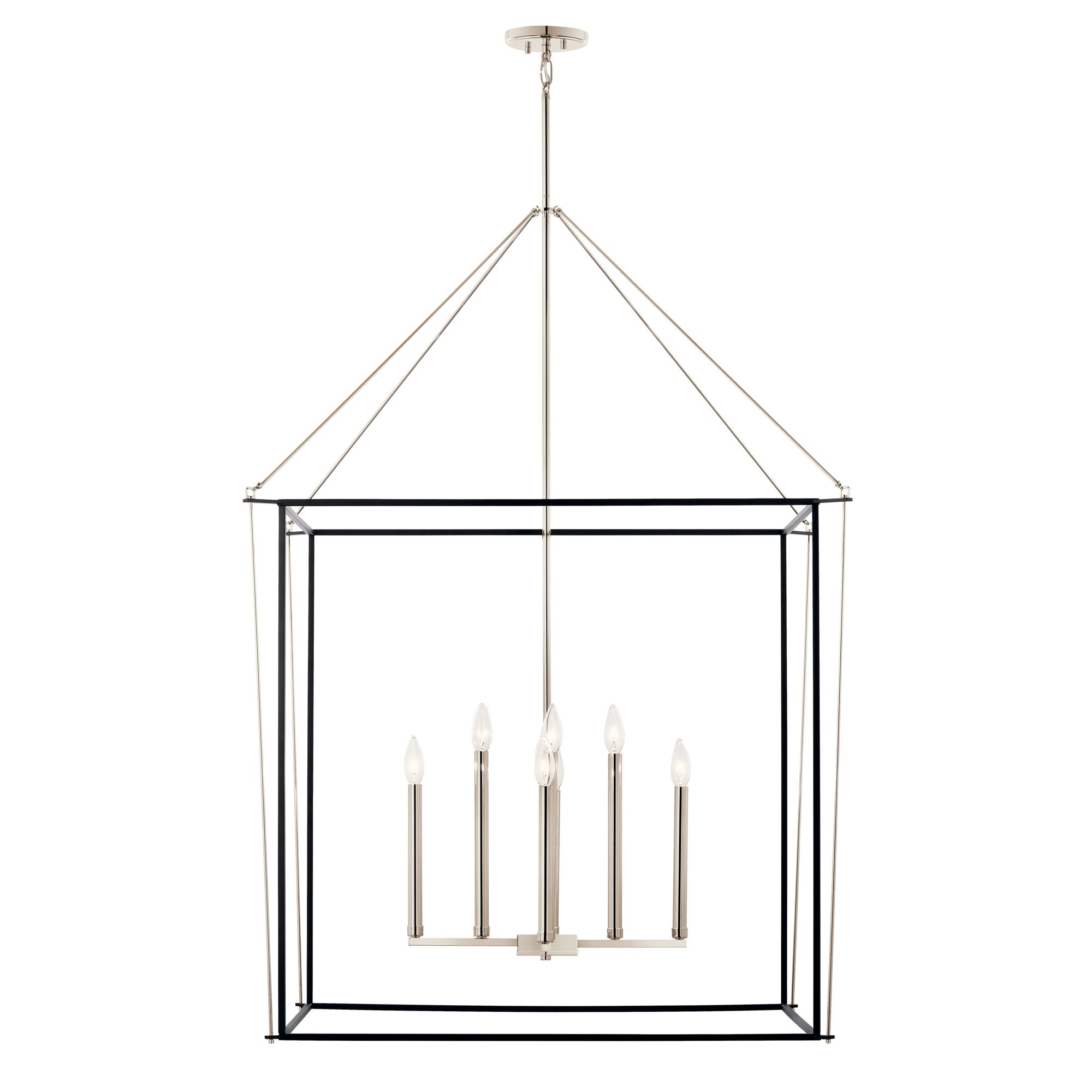 Image 5 Eisley 50 Inch 8 Light 2 Tier Foyer Pendant in Polished Nickel and Black more views
