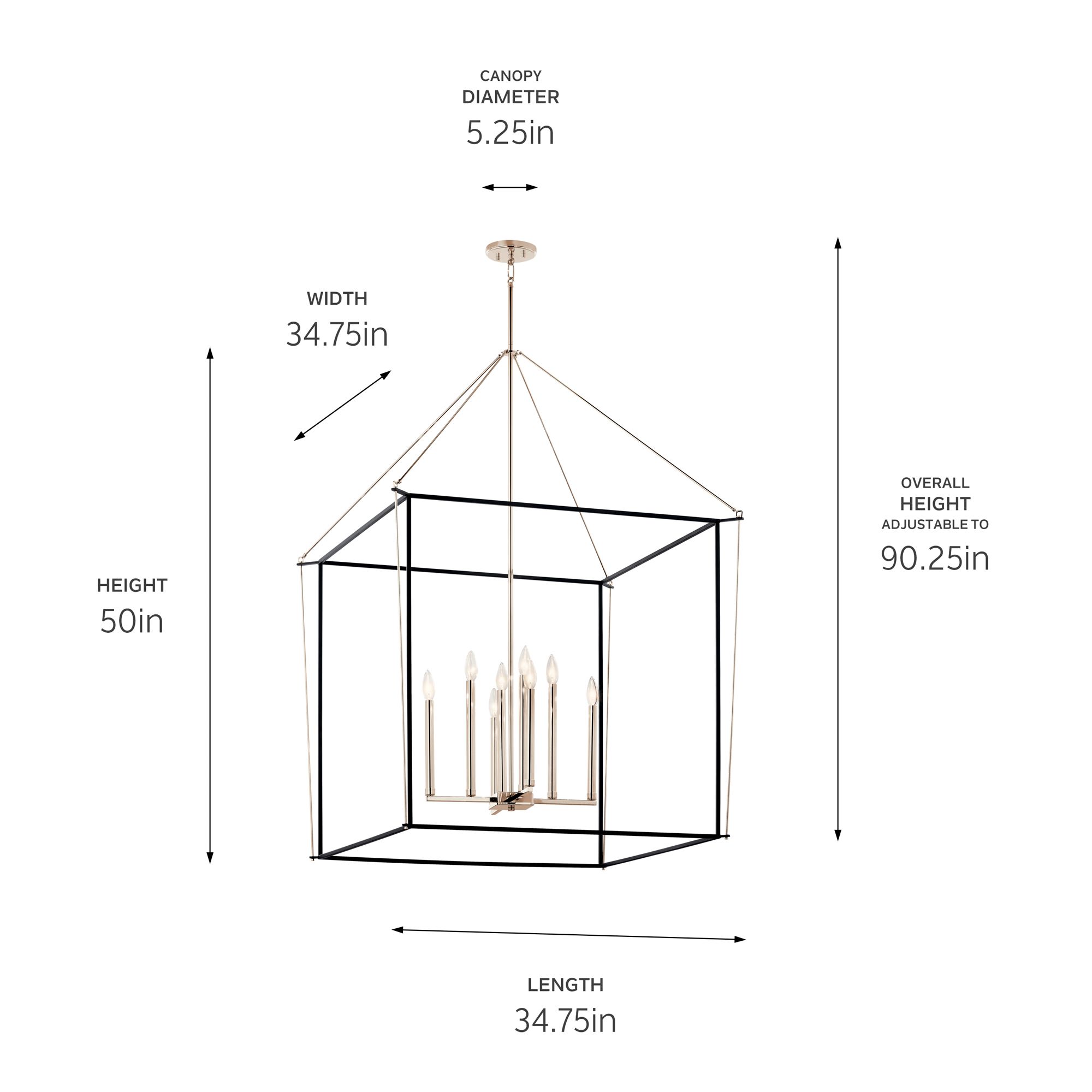 Image 6 Eisley 50 Inch 8 Light 2 Tier Foyer Pendant in Polished Nickel and Black more views