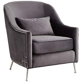 Image2 of Elaina Velvet Dark Gray Accent Chair