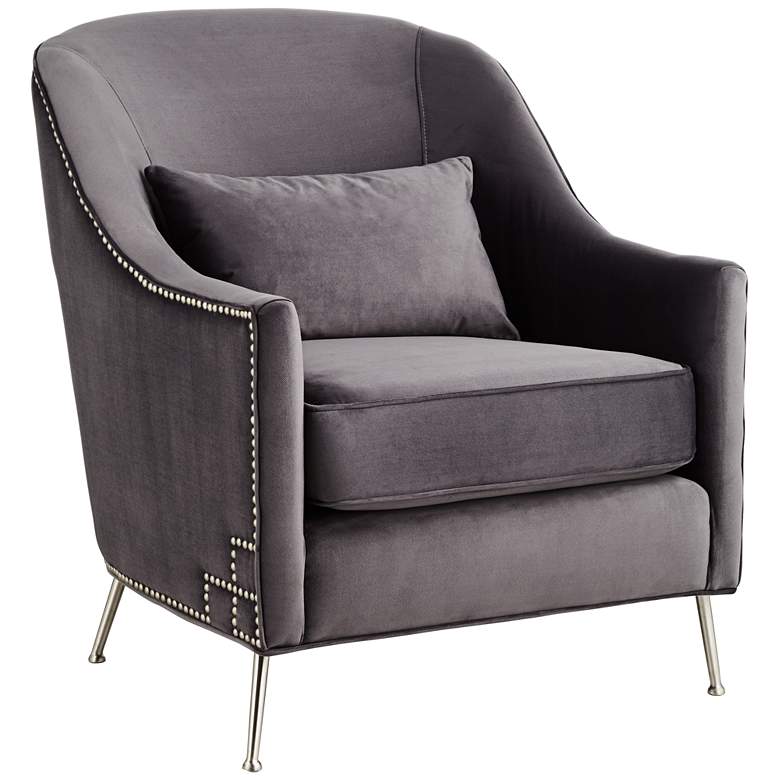 Image 2 Elaina Velvet Dark Gray Accent Chair