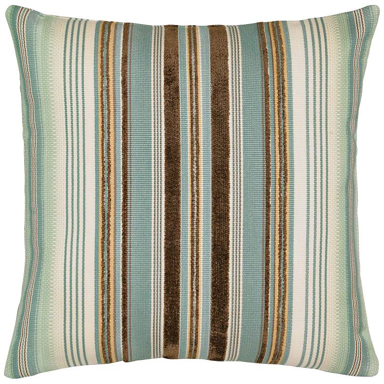 Image 1 Elaine Smith Aqua Stripe 20 inch Square Indoor-Outdoor Pillow