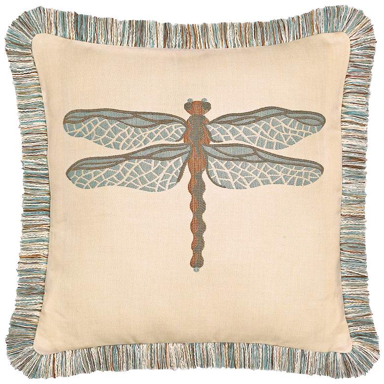 Image 1 Elaine Smith Dragonfly Spa 20 inch Square Indoor-Outdoor Pillow