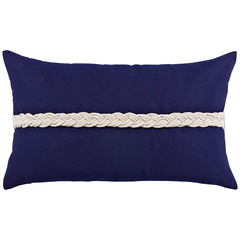 Image 1 Elaine Smith Navy Braided 20"x12" Indoor-Outdoor Pillow