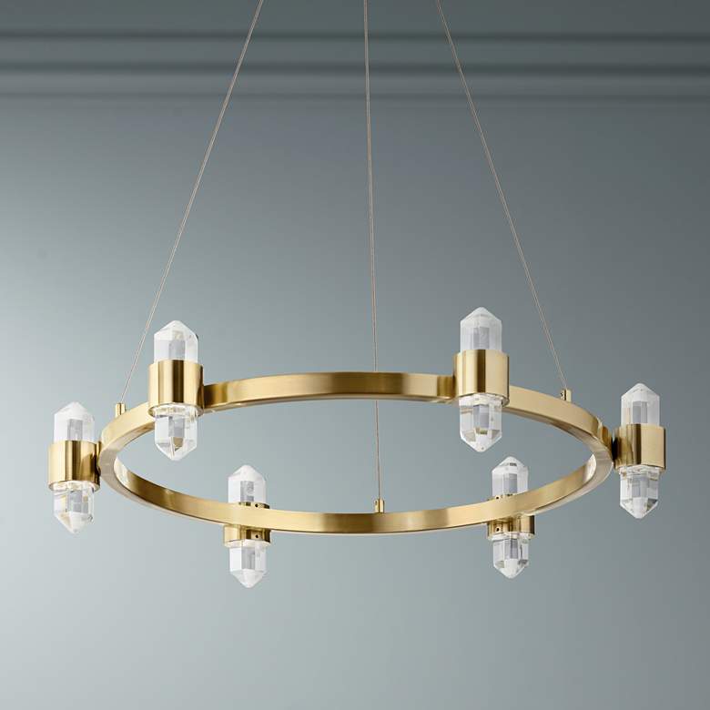 Image 1 Elan Arabella 26 1/2" Wide 12-Light LED Gold and Crystal Ring Pendant