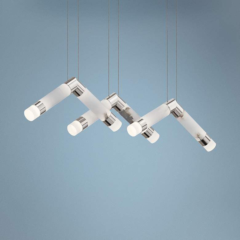 Image 1 Elan Birds 44"W Polished Nickel 6-Light LED Cluster Pendant