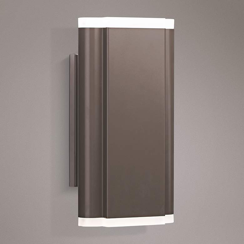 Image 1 Elan Bok 14 inchH LED Architectural Bronze Outdoor Wall Light