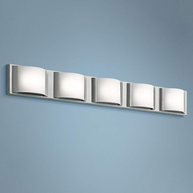 Image 1 Elan Bretto 37 1/4 inch Wide Brushed Nickel Linear LED Bath Light