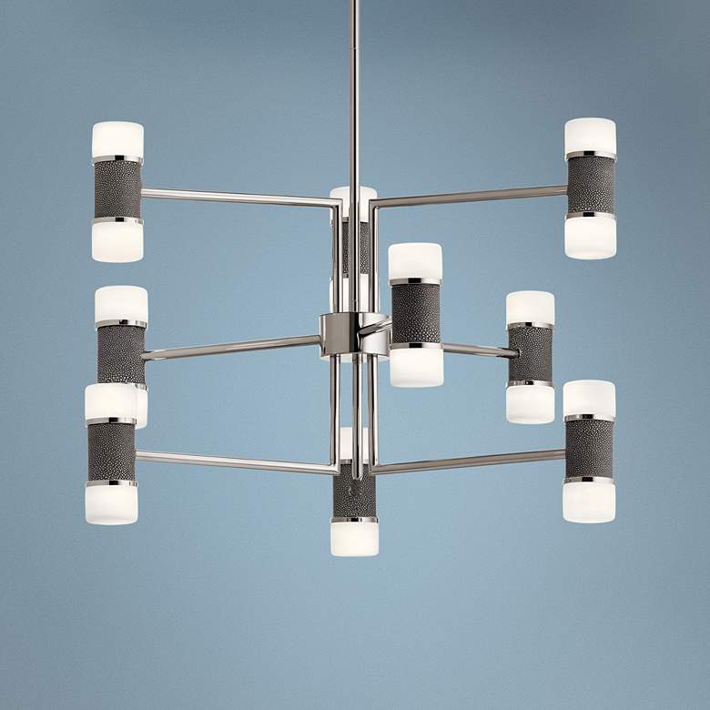 Image 1 Elan Chagrin 26" Wide Polished Nickel 9-Light LED Chandelier