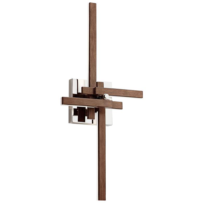 Image 1 Elan Charter 26" High Faux Wood 4-Light LED Wall Sconce