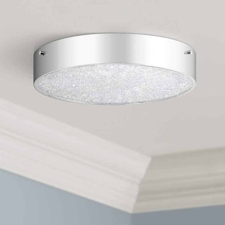 Image 1 Elan Crystal Moon 11 3/4 inch Wide Chrome LED Ceiling Light