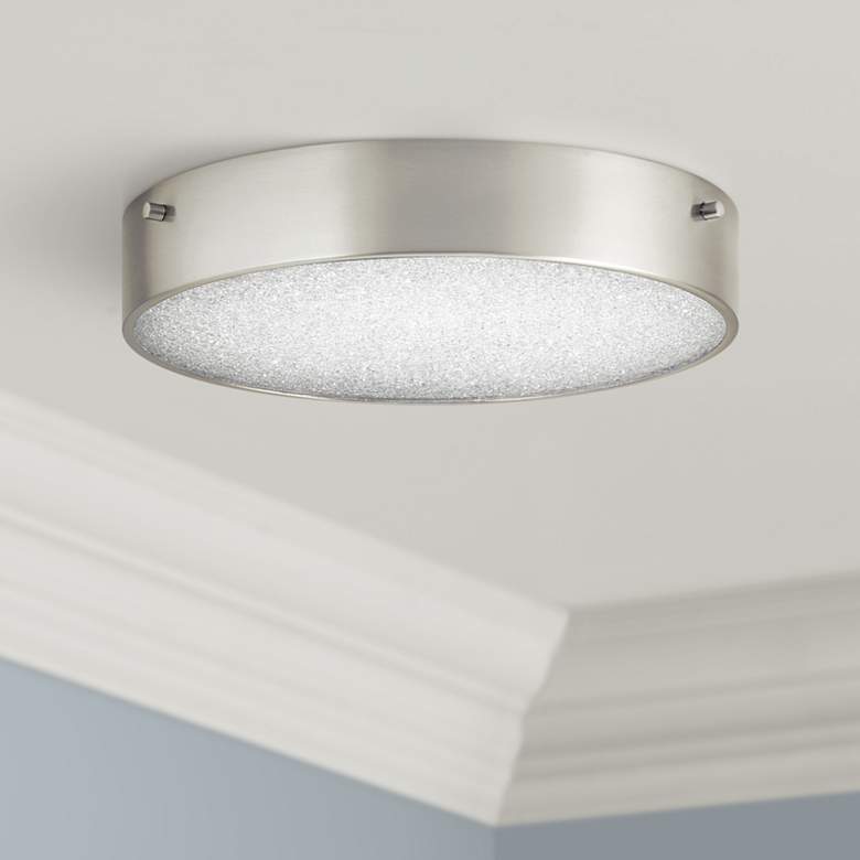 Image 1 Elan Crystal Moon 11 3/4 inchW Brushed Nickel LED Ceiling Light