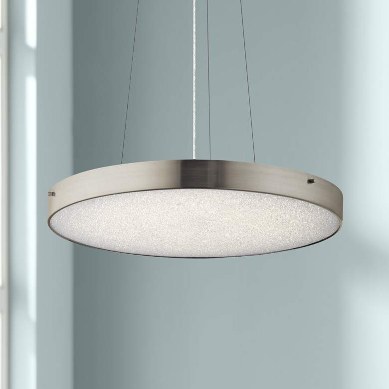Image 1 Elan Crystal Moon 24"W LED Brushed Nickel Pendant Light